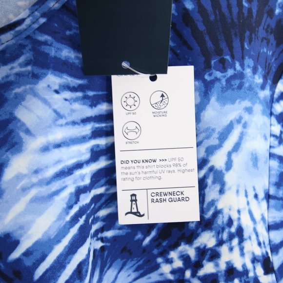 Lands' End Rash Guard Size Large Blue Tie Dye Pattern Scoop Neck Long Sleeve UPF - Picture 8 of 10